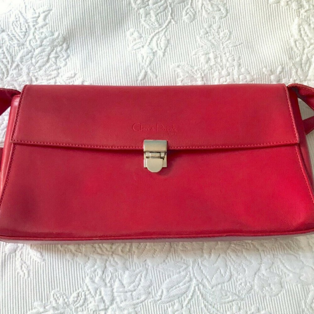 CLEO & PATEK Pebbled Red Leather Shoulder Bag